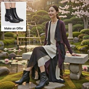 Rag & Bone Newbury Black Leather Whimsygoth Ankle Booties 3" Heel Regency
